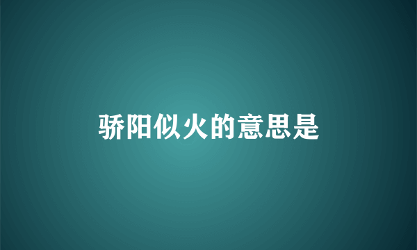骄阳似火的意思是