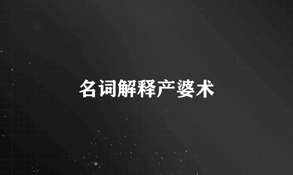 名词解释产婆术
