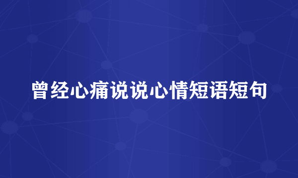 曾经心痛说说心情短语短句