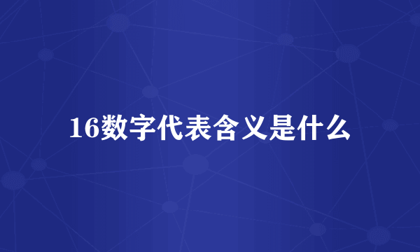 16数字代表含义是什么