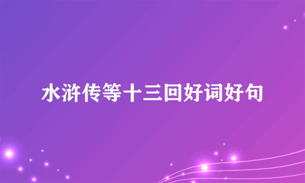 水浒传等十三回好词好句