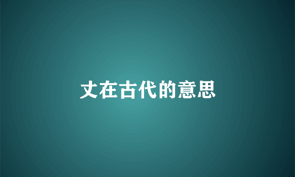 丈在古代的意思