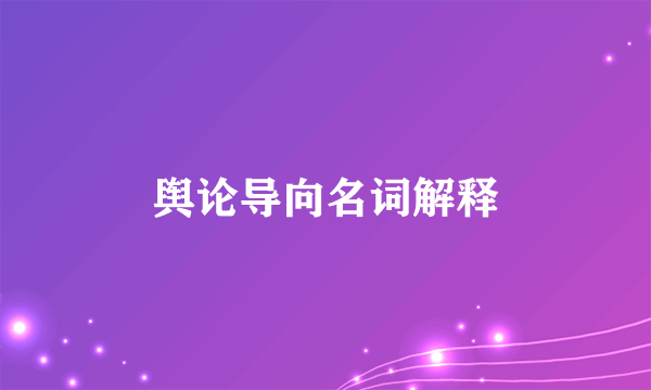 舆论导向名词解释