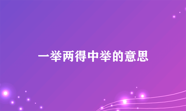 一举两得中举的意思
