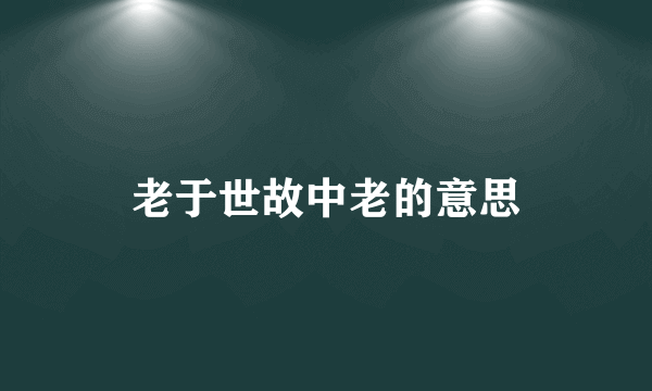 老于世故中老的意思