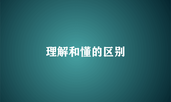 理解和懂的区别