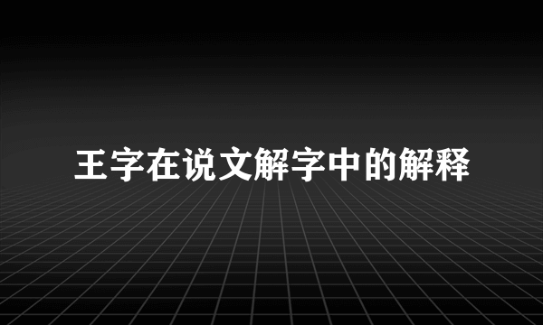 王字在说文解字中的解释