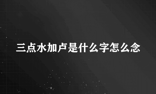 三点水加卢是什么字怎么念