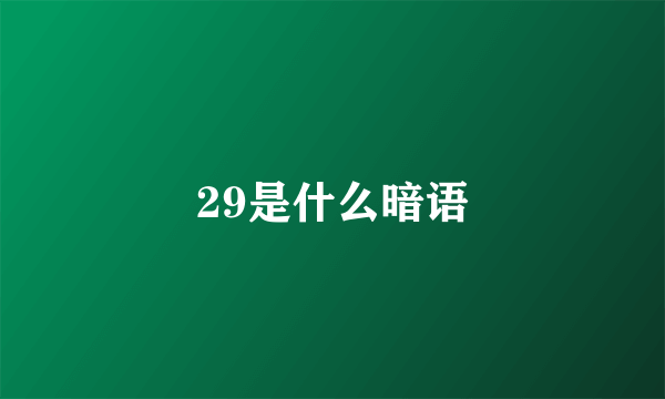 29是什么暗语