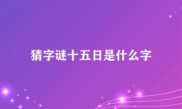 猜字谜十五日是什么字