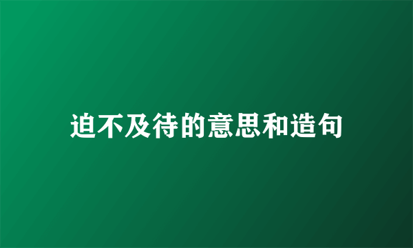 迫不及待的意思和造句
