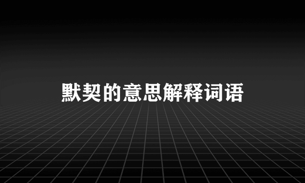 默契的意思解释词语