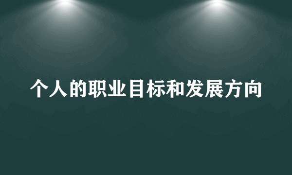 个人的职业目标和发展方向