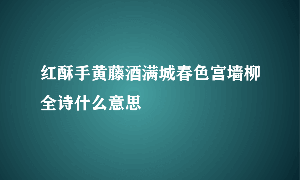 红酥手黄藤酒满城春色宫墙柳全诗什么意思
