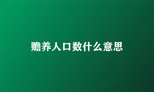 赡养人口数什么意思