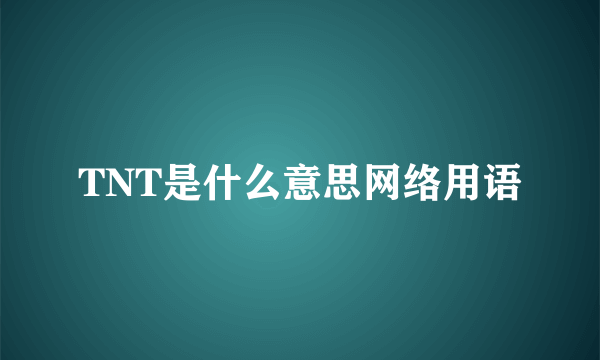 TNT是什么意思网络用语