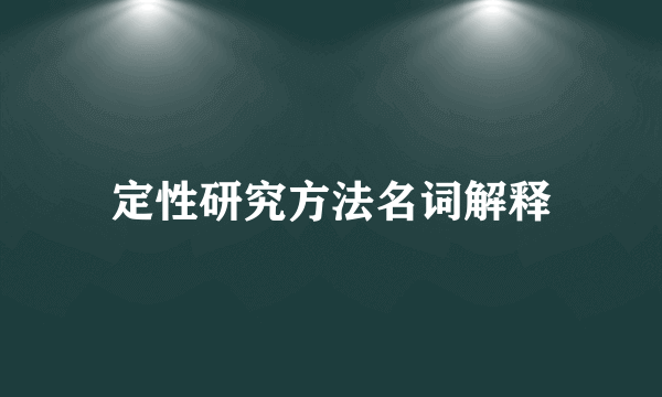定性研究方法名词解释