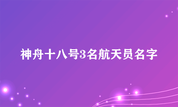 神舟十八号3名航天员名字