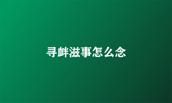 寻衅滋事怎么念