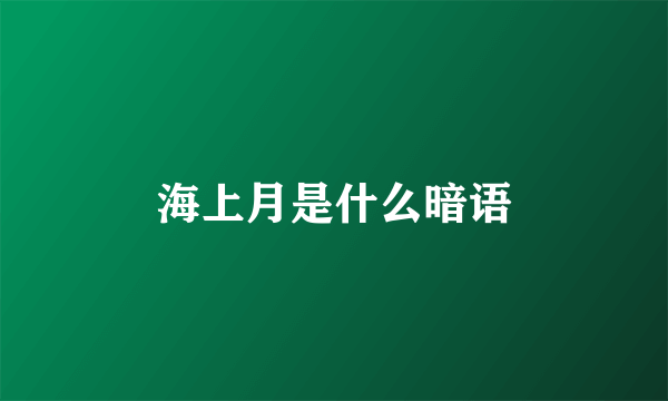 海上月是什么暗语