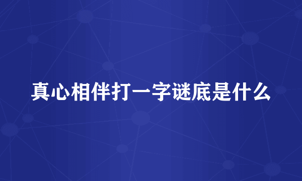 真心相伴打一字谜底是什么