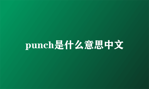 punch是什么意思中文