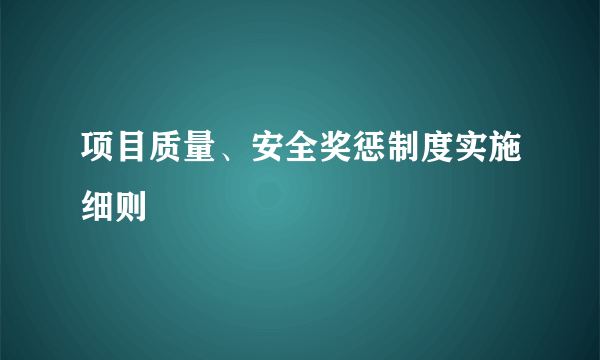 项目质量、安全奖惩制度实施细则
