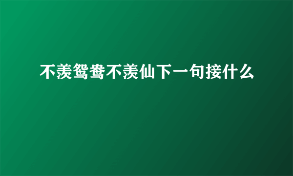 不羡鸳鸯不羡仙下一句接什么