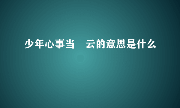 少年心事当拏云的意思是什么