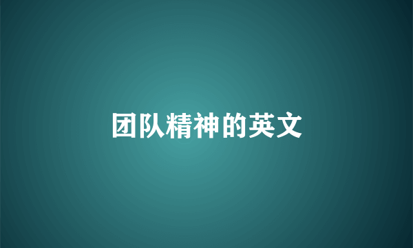 团队精神的英文