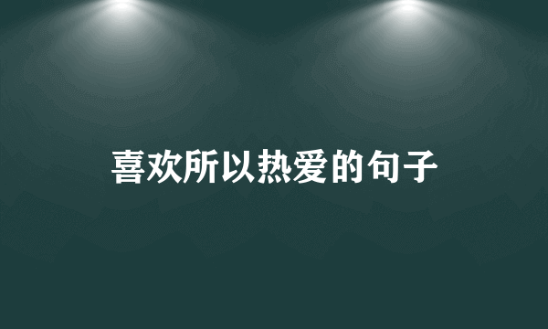 喜欢所以热爱的句子