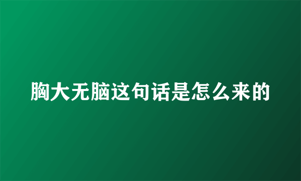胸大无脑这句话是怎么来的