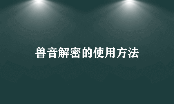 兽音解密的使用方法