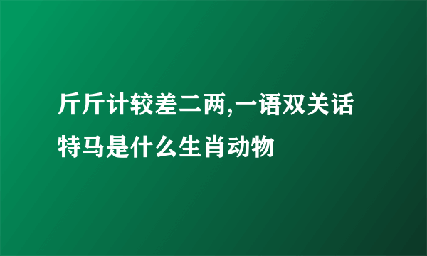 斤斤计较差二两,一语双关话特马是什么生肖动物
