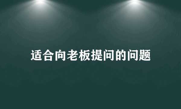 适合向老板提问的问题