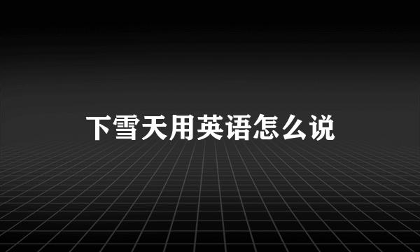 下雪天用英语怎么说