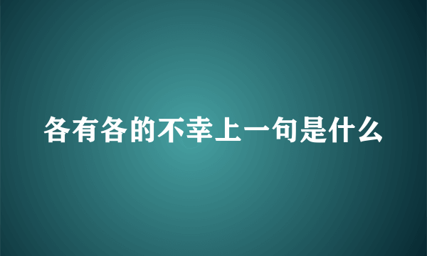 各有各的不幸上一句是什么