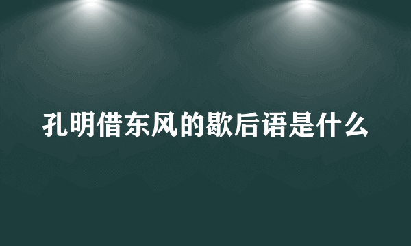 孔明借东风的歇后语是什么
