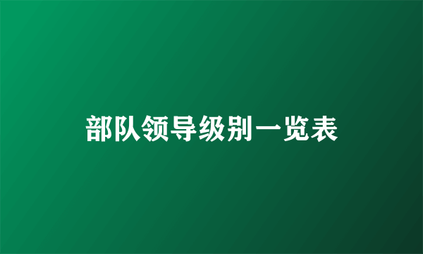 部队领导级别一览表