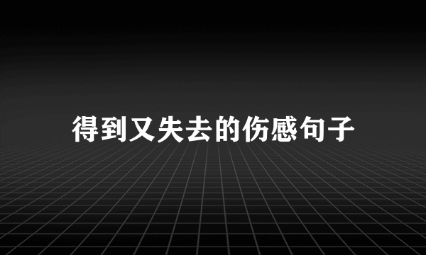 得到又失去的伤感句子