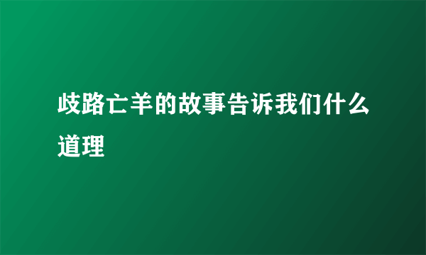 歧路亡羊的故事告诉我们什么道理