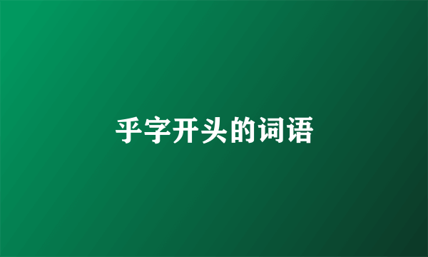 乎字开头的词语