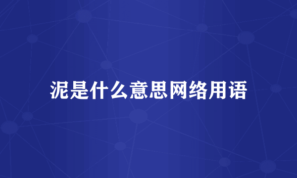 泥是什么意思网络用语