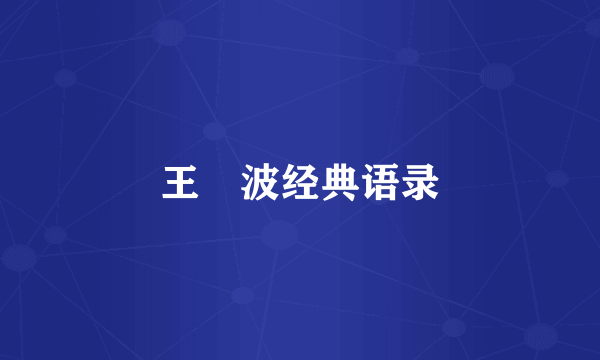 王玥波经典语录