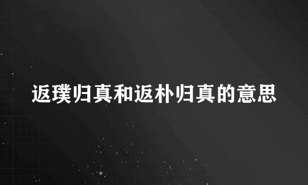 返璞归真和返朴归真的意思
