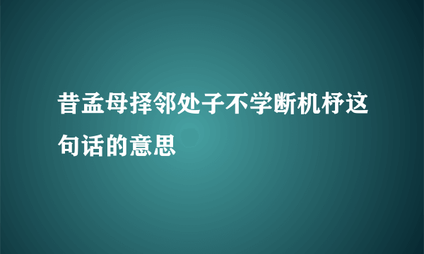 昔孟母择邻处子不学断机杼这句话的意思