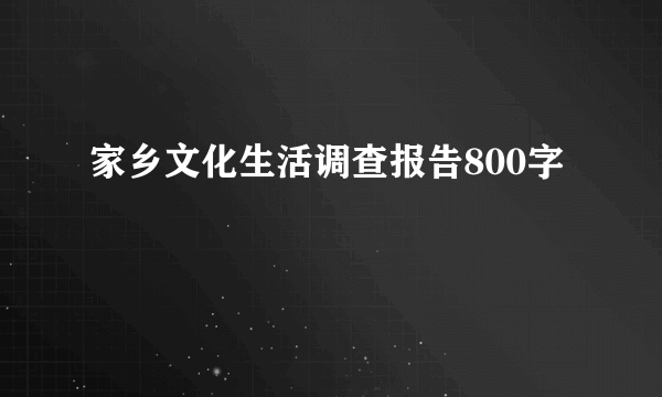 家乡文化生活调查报告800字