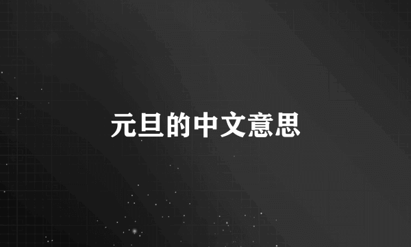 元旦的中文意思