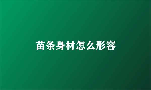 苗条身材怎么形容