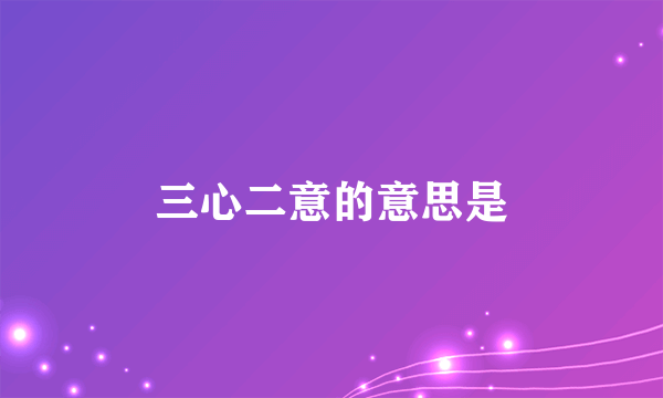 三心二意的意思是